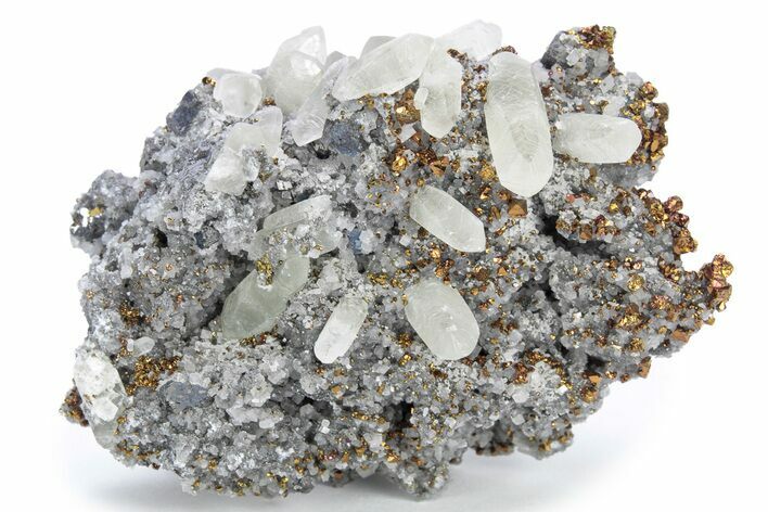 Iridescent Chalcopyrite, Calcite & Dolomite on Galena - Missouri #241754